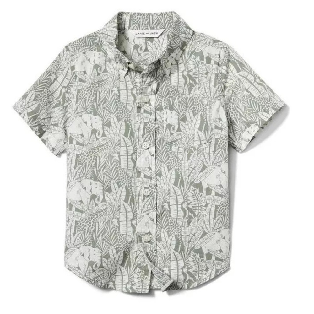 Janie and Jack Toddler Olive Green Safari Button up Short Sleeve 18-24